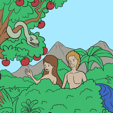 Illustration of Adam and Eve.