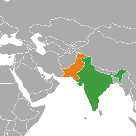India and Pakistan highlighted on a map.