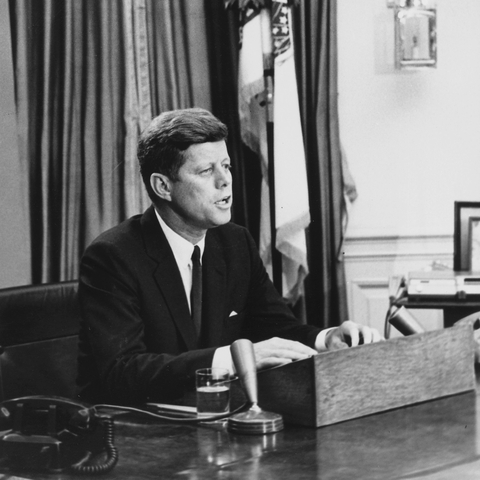 President JFK giving an address on civil rights in June, 1963.