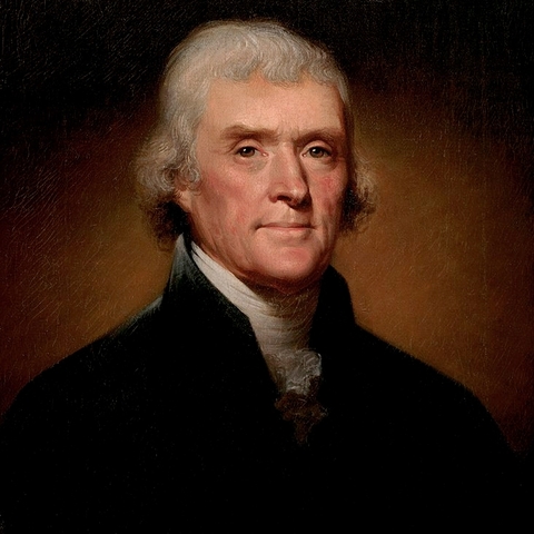 Official Presidential portrait of Thomas Jefferson (by Rembrandt Peale, 1800).