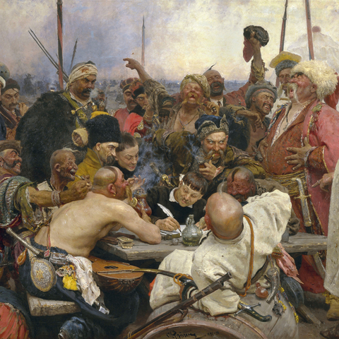 Ilya Repin's late 19th-century painting, "The Zaporozhian Cossacks Replying to the Sultan"