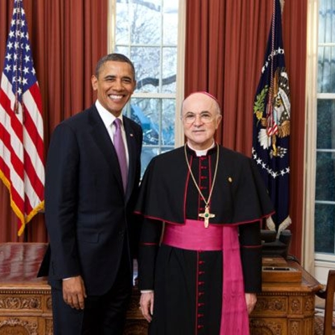 Archbishop Carlo Maria Viganò with President Barack Obama.
