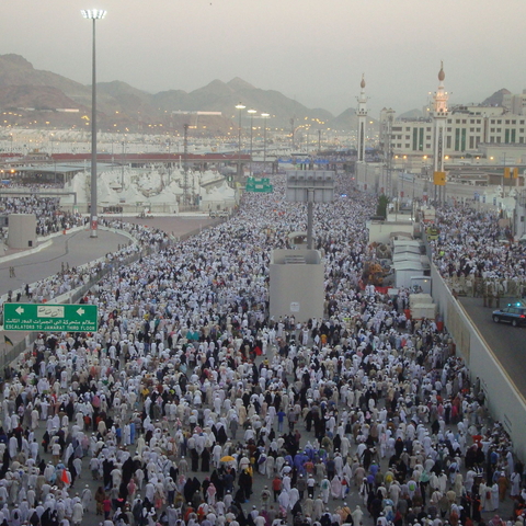 Pilgrims travel along the Jamarat Bridge during the hajj.