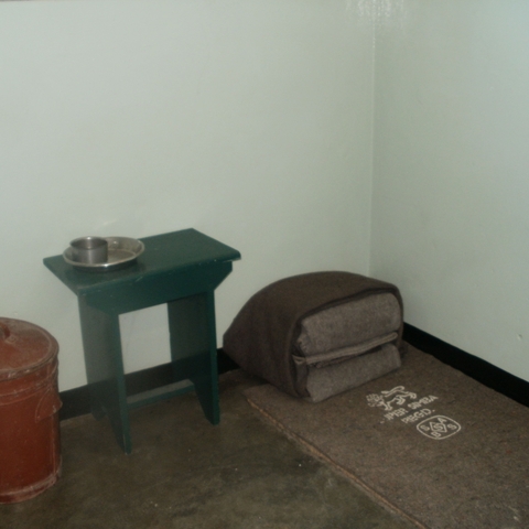 Nelson Mandela's cell at Robben Island prison, 2010.