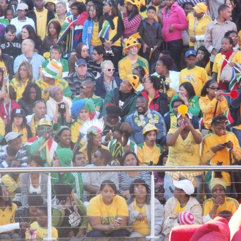 Crowds gather at Cape Town's Waterfront area to watch the opening match of the 2010 World Cup, between South Africa and Mexico.