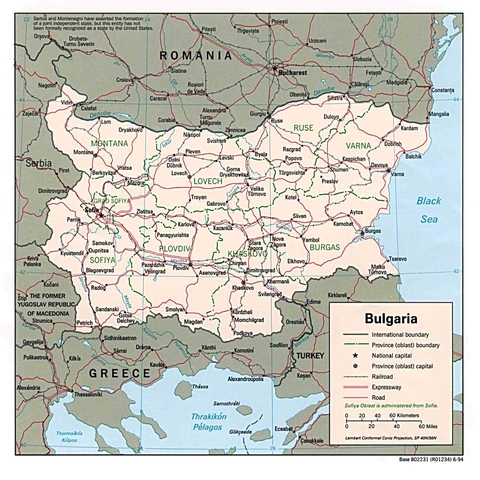 Map of Bulgaria, 1997  