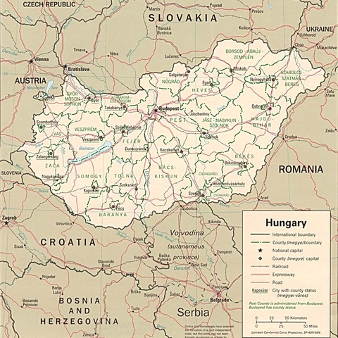 Map of Hungary, 2004  
