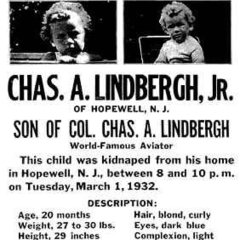 Wanted Poster looking for the Charles Lindbergh kidnapper, 1932