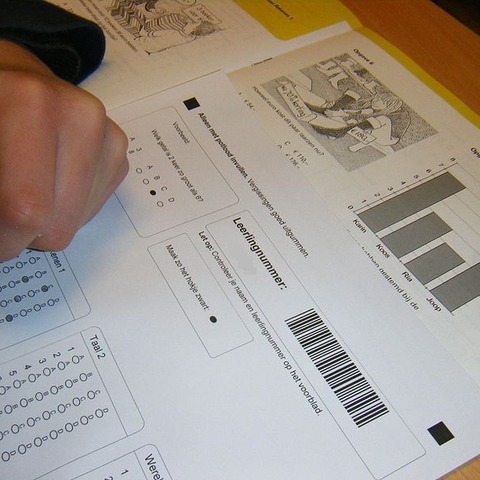 A student taking a standardized test in the Netherlands