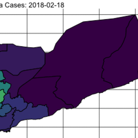 A map showing the extent of the cholera outbreak in 2018.