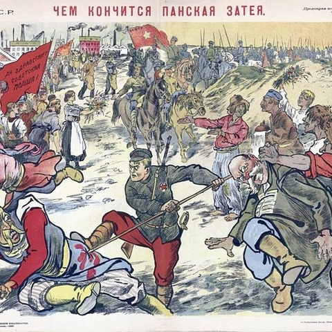 A Soviet propaganda poster of the Polish-Soviet War in 1920.