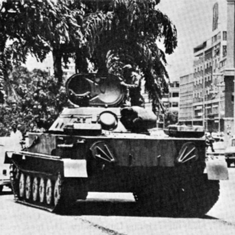 A Cuban tank in Angola in the 1970s.