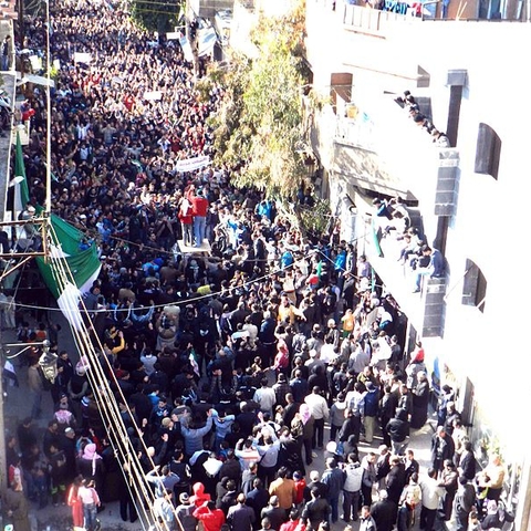 An opposition demonstration in Homs in February 2012 Source: photo by Bo Yaser