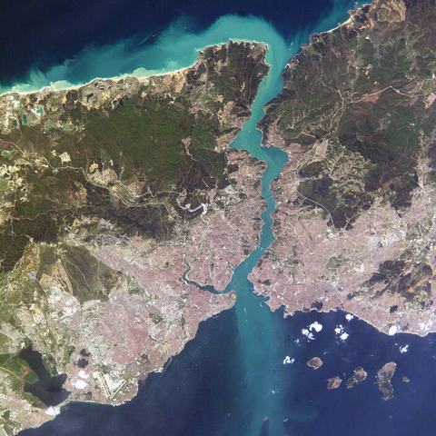 A satellite image of the Bosporus