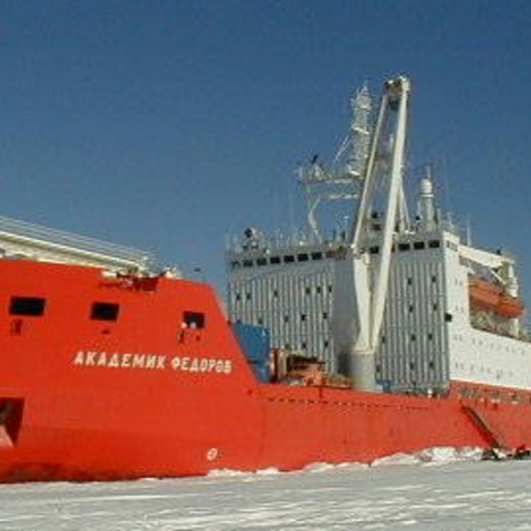 The "Akademik Fyodorov," a Russian scientific diesel-electric research vessel, the flagship of the Russian polar research fleet