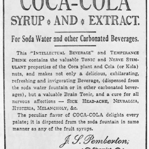 An advertisement for Coca-Cola, which originally contained cocaine