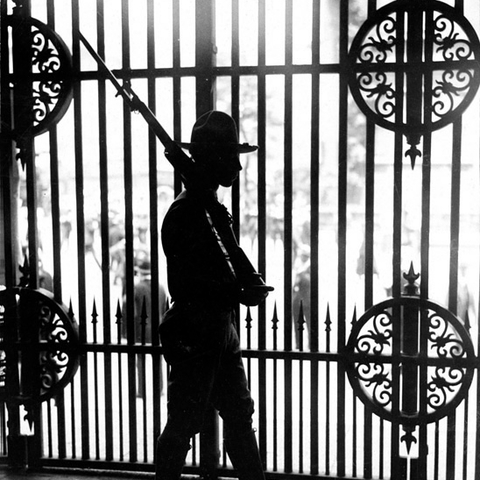 A soldier stands guard at the U.S.-Mexican border in 1916.
