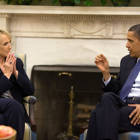 U.S. President Barack Obama meeting with Arizona Governor Jan Brewer