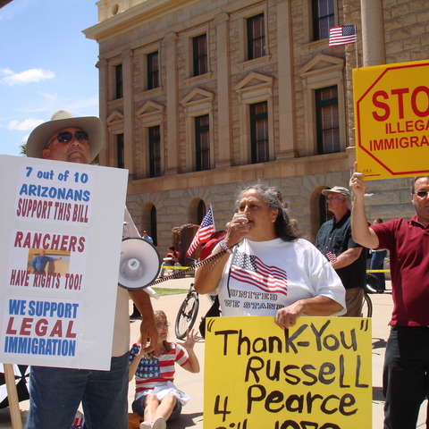 Supporters of Arizona's strict law on illegal immigration