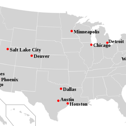 A 2007 map depicting cities labeled "sanctuary cities," where local authorities are limited in reigning in on illegal immigrants