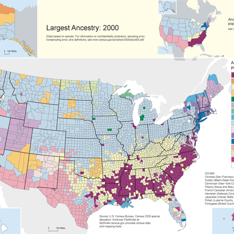 Ancestry by county, according to the 2000 census