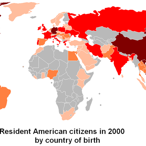 Resident American citizens in 2000 by country of birth