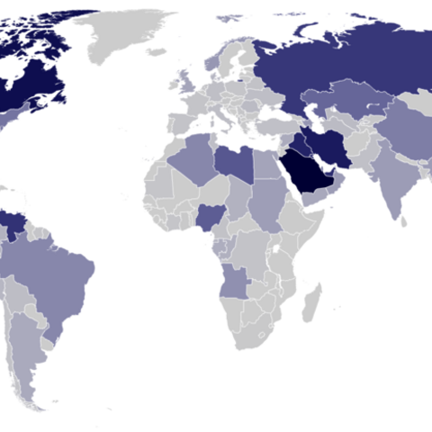 Proven world oil reserves as of 2009