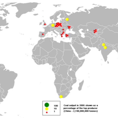 World coal output in 2005