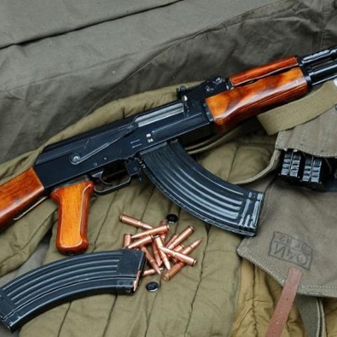 Russian AK-47 assault rifle, also called a Kalashnikov after its designer