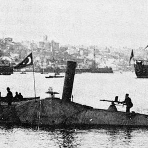 A Nordenfelt submarine in 1886. Infamous arms dealer Basil Zaharoff sold this model to both the Greeks and the Turks in the late 1880s.