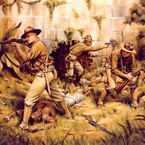 A depiction of American troops occupying Haiti, 1915