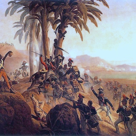 A depiction of fighting during the Haitian Revolution