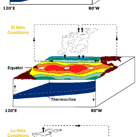 Weather conditions caused by El Niño-Southern Oscillation (ENSO) and La Niña conditions