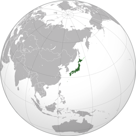 An orthographic projection of Japan
