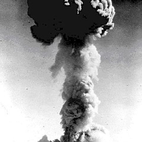 The mushroom cloud from China’s first test of a nuclear weapon.
