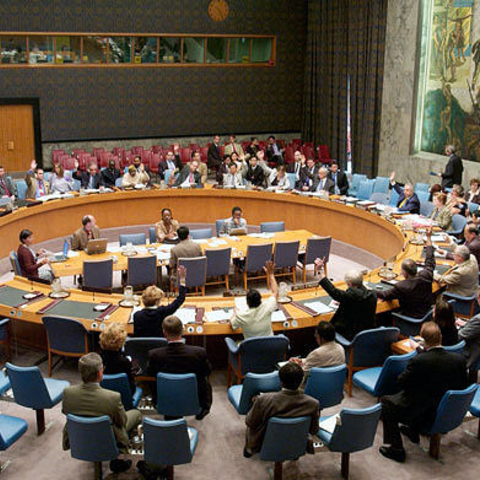 The UN Security Council establishing the International Criminal Tribunal for Yugoslavia.