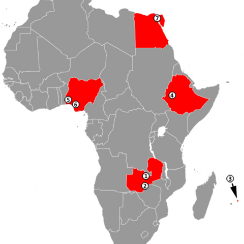 Map highlighting special economic zones in Africa.