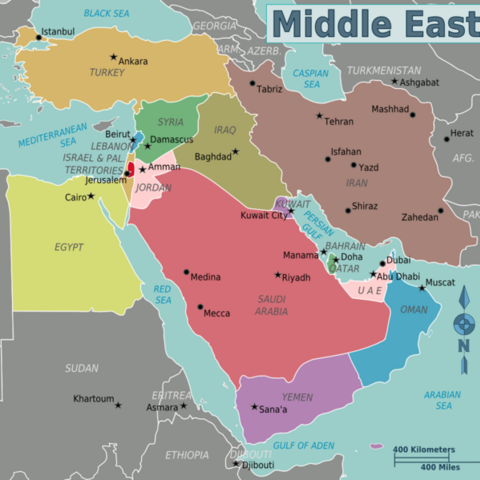 A map of the Middle East.