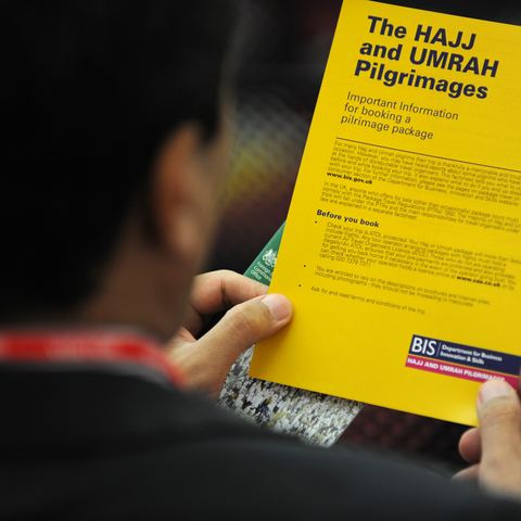 Information materials on travel plans and safety for British hajj travelers.