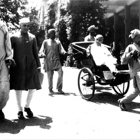 Abdul Ghaffar Khan with Jawaharlal Nehru, and Sardar Patel