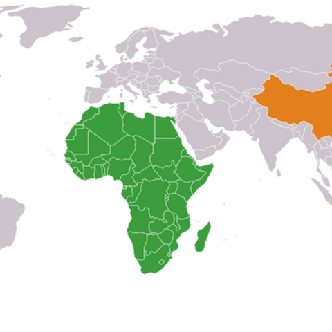 China and Africa on a world map.