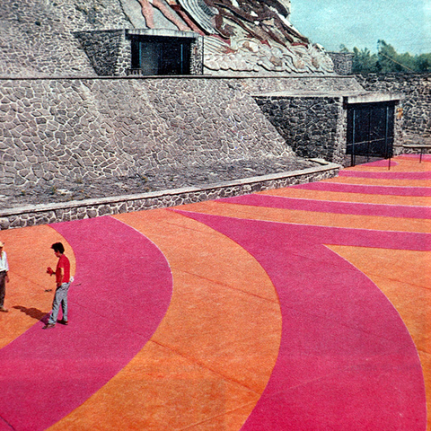 Close up on the detail of the main Olympic Stadium for the 1968 games.