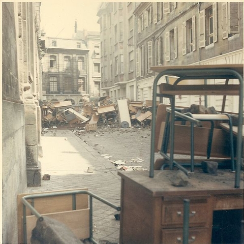 Barricades in Bordeaux, France in May 1968.