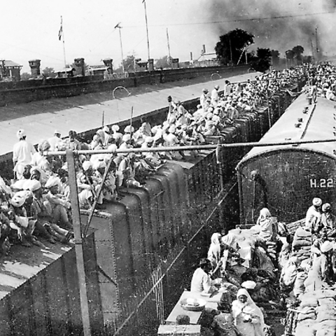 Trains packed with refugees during the India-Pakistan Partition.