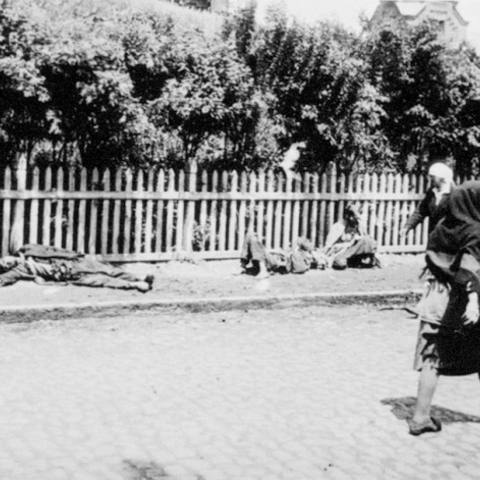 This photo from 1933 shows the corpses of starved peasants in Ukraine.