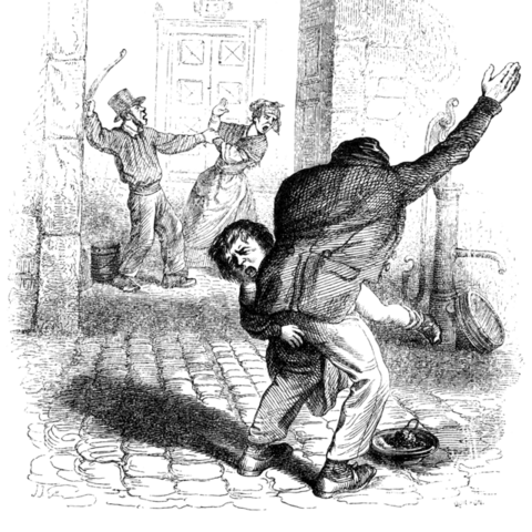 This illustration from France in 1845 is characteristic of the longstanding and widespread views of male violence to women.