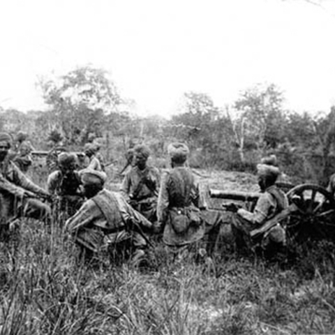Indian soldiers fighting in the Indo-Pakistani War of 1947.