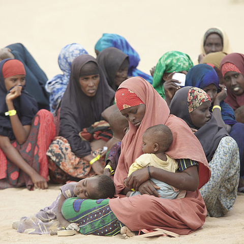 Somali refugees waiting to register at the Dadaab Camp.