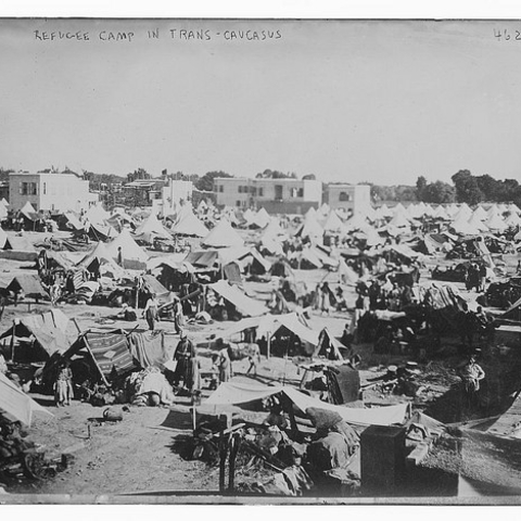 Armenian refugees at a camp in Turkey in 1909.