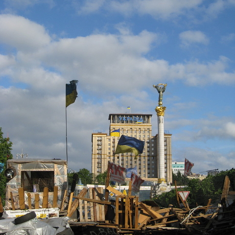 Barricades on Kyiv's Independence Square.